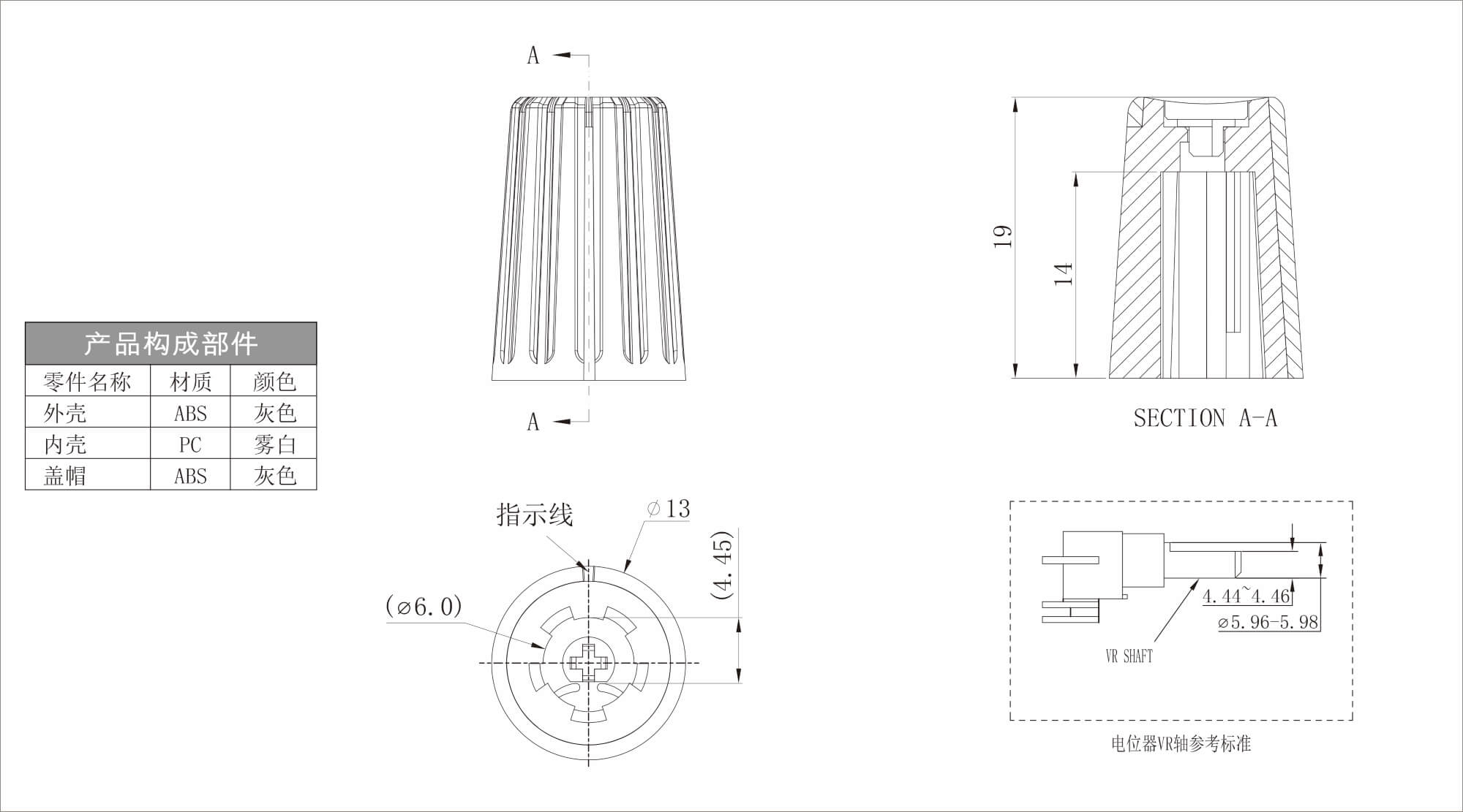 塑料多色旋钮 X101